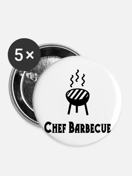 Chef Barbecue - Buttons groß 56 mm (5er Pack) - Weiß