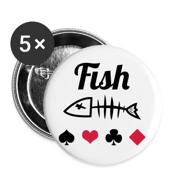 Poker : Fish - Lot de 5 grands badges (56 mm) - blanc - Devant