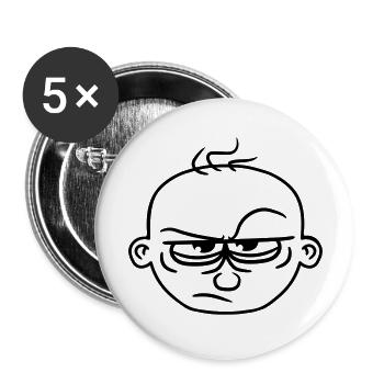 kind baby gesicht comic cartoon boese sauer wueten - Buttons groß 56 mm (5er Pack) - Weiß - Vorne