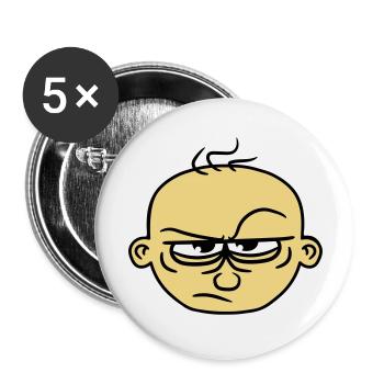 gesicht comic cartoon boese sauer wuetend clipart - Buttons groß 56 mm (5er Pack) - Weiß - Vorne