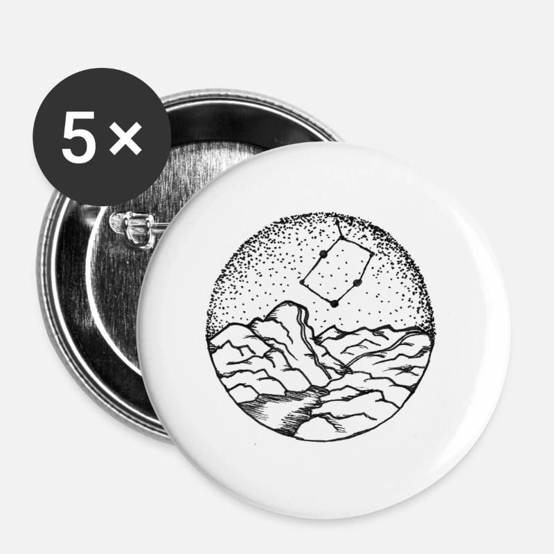Stjernebillede - Buttons/Badges stor, 56 mm (5-pack) - hvid