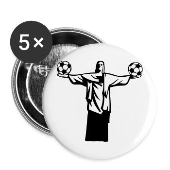 Fußball Statue Brasilien Rio Janeiro Christus - Buttons groß 56 mm (5er Pack) - Weiß - Vorne