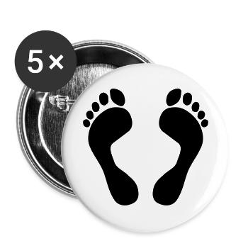 Fußabdrücke - Buttons groß 56 mm (5er Pack) - Weiß - Vorne