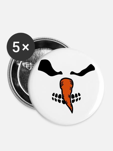 Schneemann - Buttons groß 56 mm (5er Pack) - Weiß