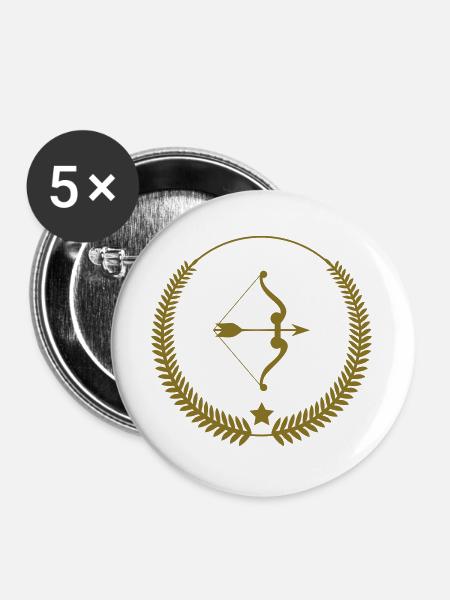 Archery / Bogenschießen / Tir à l'arc - Buttons groß 56 mm (5er Pack) - Weiß