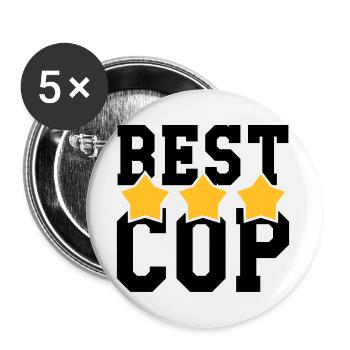 Best Cop - Police - Policeman - Gun - Security - Buttons large 2.2''/56 mm (5-pack) - white - Front