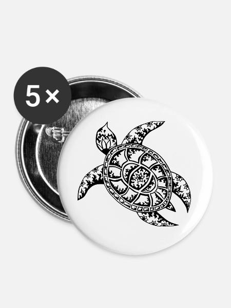 Schildkröte - Buttons groß 56 mm (5er Pack) - Weiß