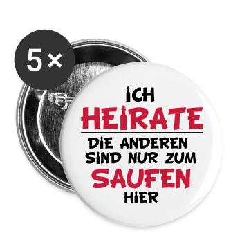 ich_heirate02 - Buttons groß 56 mm (5er Pack) - Weiß - Vorne
