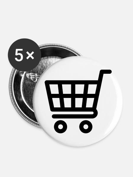 Einkaufswagen - Buttons groß 56 mm (5er Pack) - Weiß