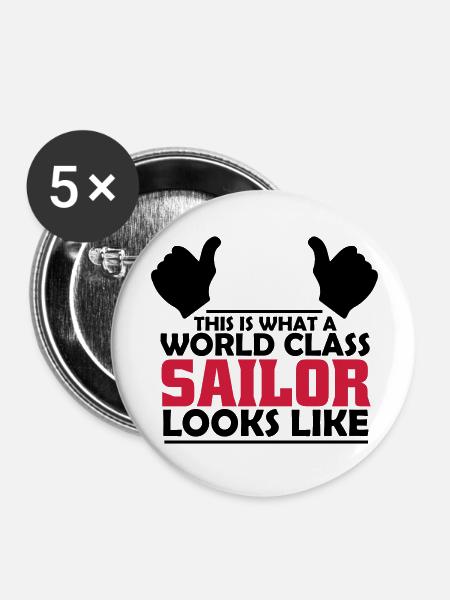 world class sailor - Buttons large 2.2''/56 mm (5-pack) - white