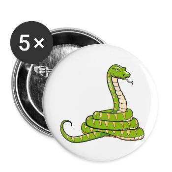 Schlange - Buttons groß 56 mm (5er Pack) - Weiß - Vorne