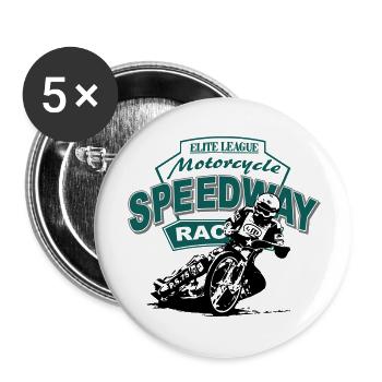 Motorcycle Speedway Racing - Buttons groß 56 mm (5er Pack) - Weiß - Vorne