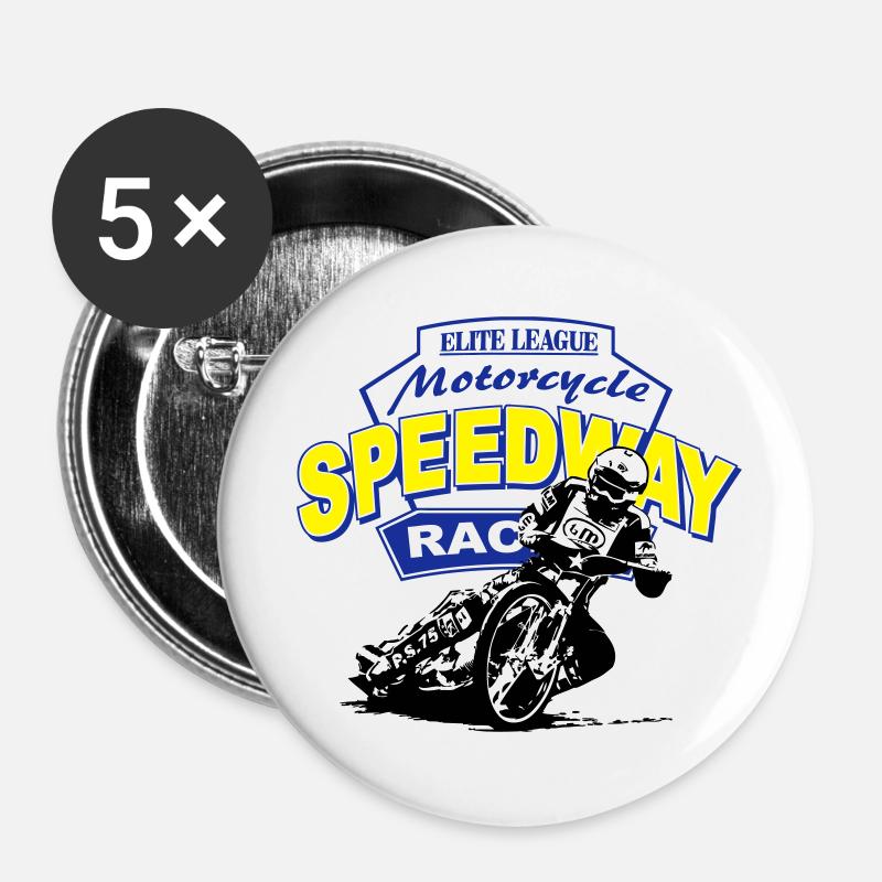Motorcycle Speedway Racing - Buttons large 2.2''/56 mm (5-pack) - white