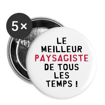 Paysagiste / Paysage / Jardin / Fleur / Jardinier - Lot de 5 grands badges (56 mm) - blanc - Devant