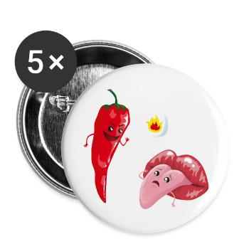 Chili & Zunge - Buttons groß 56 mm (5er Pack) - Weiß - Vorne