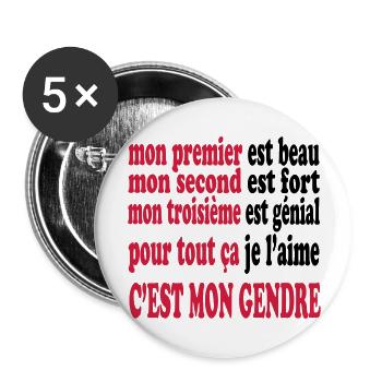 Mon gendre est beau - Lot de 5 grands badges (56 mm) - blanc - Devant
