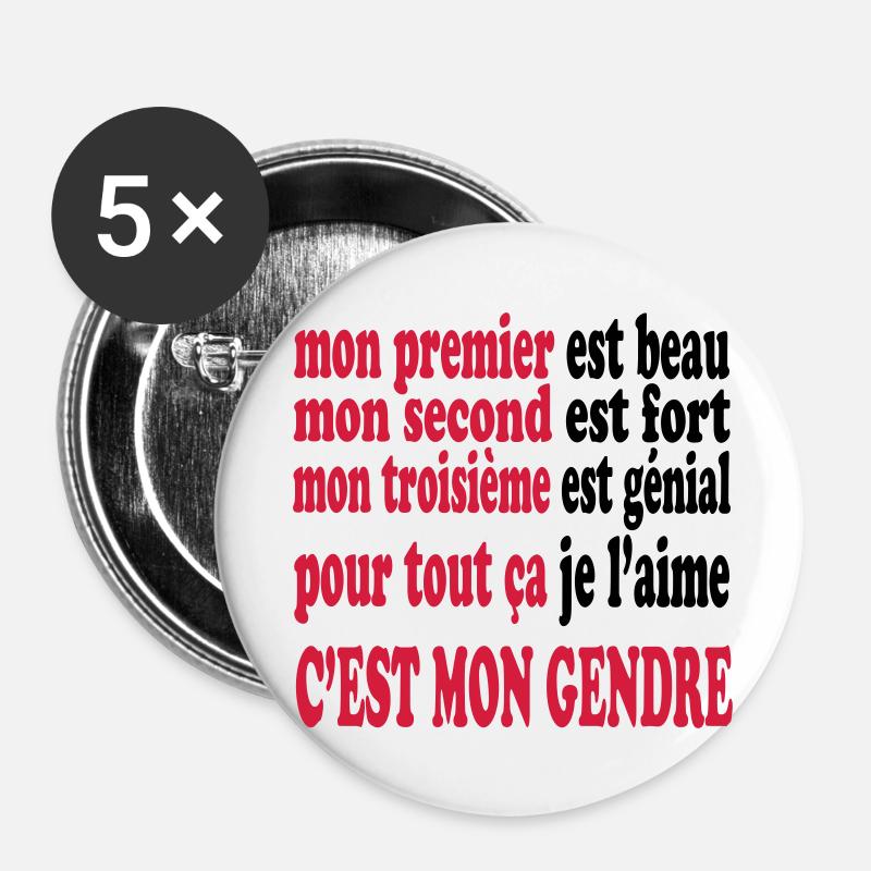 Mon gendre est beau - Buttons large 2.2''/56 mm (5-pack) - white