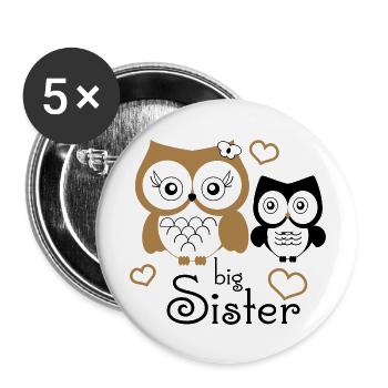 Big Sister - Lot de 5 grands badges (56 mm) - blanc - Devant