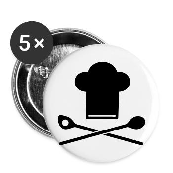 cuisinier - Lot de 5 grands badges (56 mm) - blanc - Devant