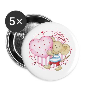 Lillebi_avec le coeur - Lot de 5 grands badges (56 mm) - blanc - Devant