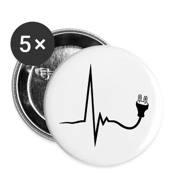 prise de courant du rythme cardiaque de prise de l - Lot de 5 grands badges (56 mm) - blanc - Devant