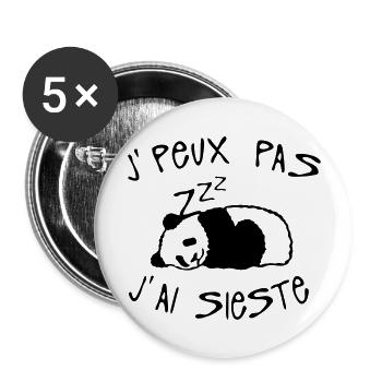 peux pas j ai sieste panda dort - Lot de 5 grands badges (56 mm) - blanc - Devant