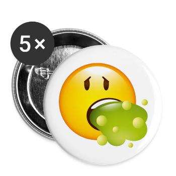 Smiley Glossy Barf - Lot de 5 grands badges (56 mm) - blanc - Devant