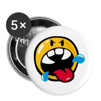 Smiley Anger Rabid - Buttons groß 56 mm (5er Pack) - Weiß - Vorne