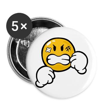 Smiley Anger Aggression - Buttons large 2.2''/56 mm (5-pack) - white - Front