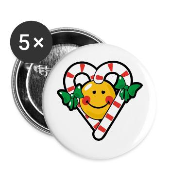 Smiley Christmas Candy Love - Buttons large 2.2''/56 mm (5-pack) - white - Front