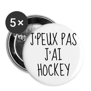 Hockey - Cross - Eishockey - Skater - Ice Hockey - Lot de 5 grands badges (56 mm) - blanc - Devant