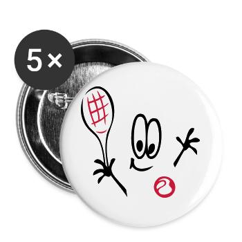 Sport, Tennis ,Tennisball, Comic - Buttons groß 56 mm (5er Pack) - Weiß - Vorne