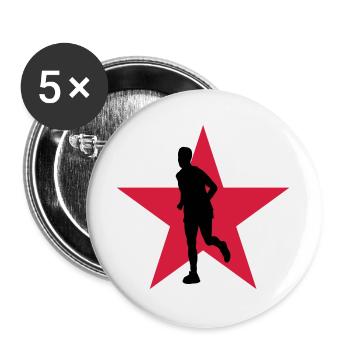 Laufen / Running / Jogging / Joggen / Marathon - Buttons groß 56 mm (5er Pack) - Weiß - Vorne