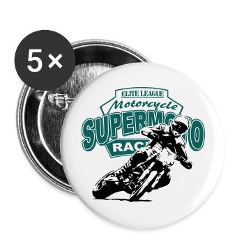 Supermoto Racing - Supermotard - Lot de 5 grands badges (56 mm) - blanc - Devant