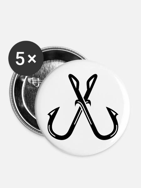 Angeln - Buttons groß 56 mm (5er Pack) - Weiß