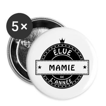 elue mamie - Lot de 5 grands badges (56 mm) - blanc - Devant
