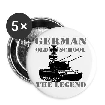 Panzer Gepard , Tank, Militär, Oldschool (25) - Buttons groß 56 mm (5er Pack) - Weiß - Vorne