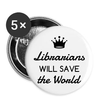 Bibliothek / Bibliothekar / Arbeit / Job - Buttons groß 56 mm (5er Pack) - Weiß - Vorne