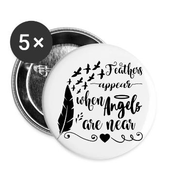 Feathers appear when angels are near - Buttons large 2.2''/56 mm (5-pack) - white - Front