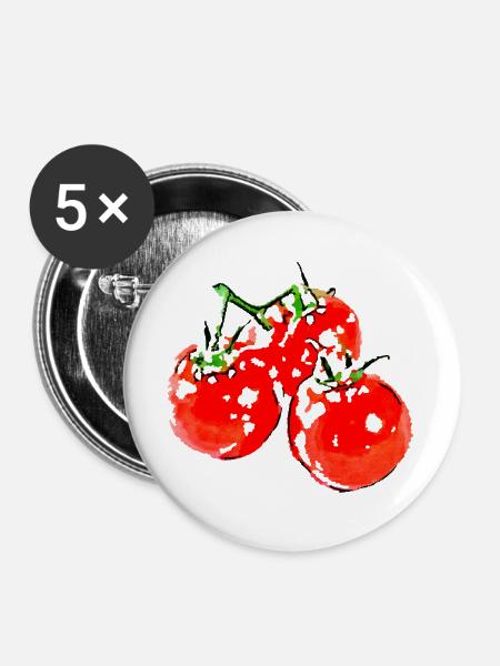 tomaten gemüse speise - Buttons groß 56 mm (5er Pack) - Weiß