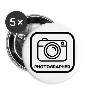 Photographer Photo Fotograf Photographe - Buttons large 2.2''/56 mm (5-pack) - white - Front