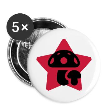 Pilz / Pilzsuche / Kommissionierung / Wald - Buttons groß 56 mm (5er Pack) - Weiß - Vorne