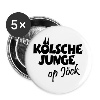 Kölsche Junge op Jöck - Kölsch - Köln - Kölner - Buttons groß 56 mm (5er Pack) - Weiß - Vorne
