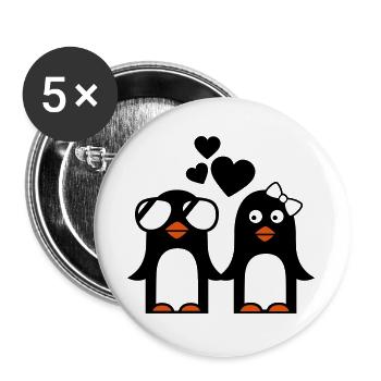 valentinstag pinguine - Buttons groß 56 mm (5er Pack) - Weiß - Vorne