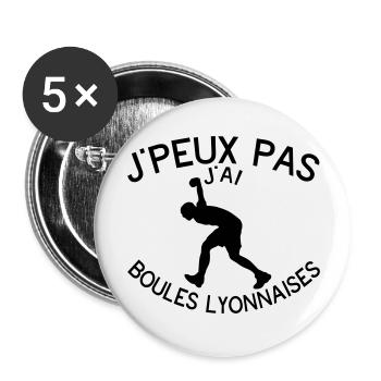 boules lyonnaises je peux pas citation - Lot de 5 grands badges (56 mm) - blanc - Devant