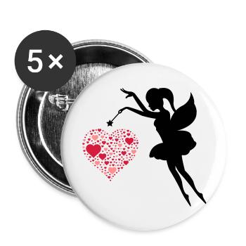 fee_love_001 - Buttons groß 56 mm (5er Pack) - Weiß - Vorne