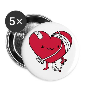 heart wounded broken patient doctored ill l - Buttons large 2.2''/56 mm (5-pack) - white - Front