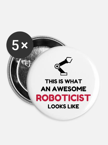 Robotik / Roboter / Robot / Robotics - Buttons groß 56 mm (5er Pack) - Weiß