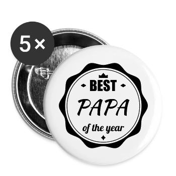 Papa Fête des Pères Naissance Bébé Anniversaire - Lot de 5 grands badges (56 mm) - blanc - Devant