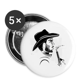 Cowboy Western Bandit Symbol Comic Wild - Lot de 5 grands badges (56 mm) - blanc - Devant